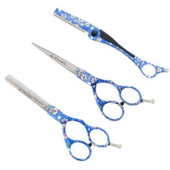 AMA Blue Flower Scissor, Thinner and Razor Set