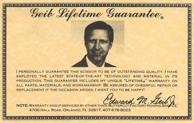 Geib Lifetime Guarantee