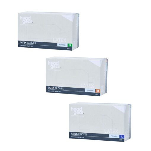 Head Gear Powdered Latex Gloves Pack 100