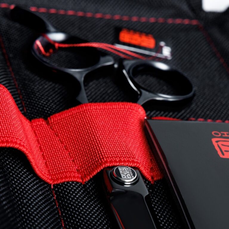 KASHO Sagano Series Black DLC Scissor in case