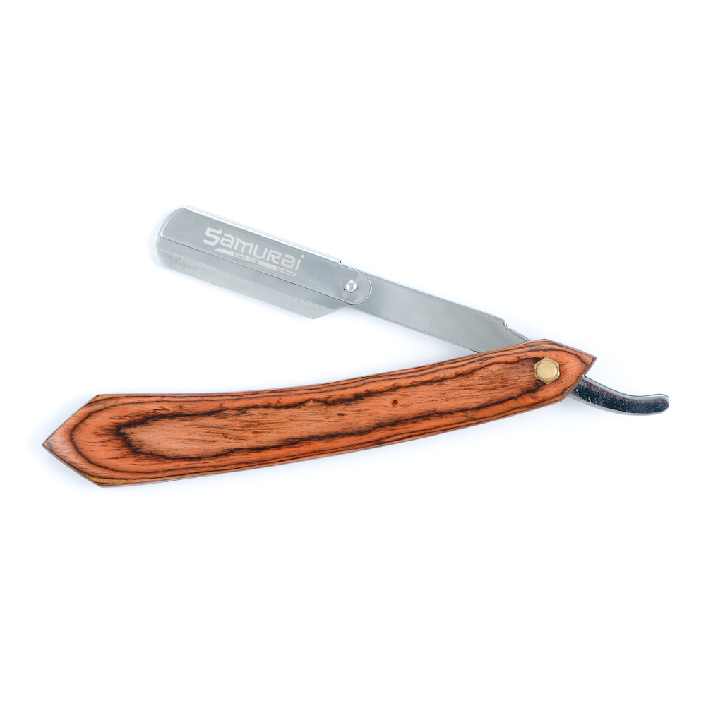 SAMURAI Cut Throat Razor Natural Wood