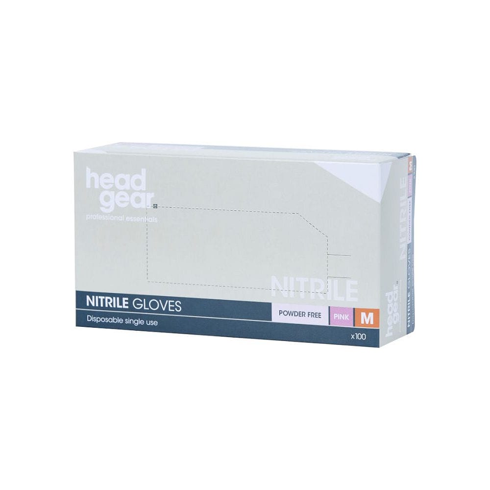 Head Gear Pink Nitrile Powder Free Gloves Pack 100