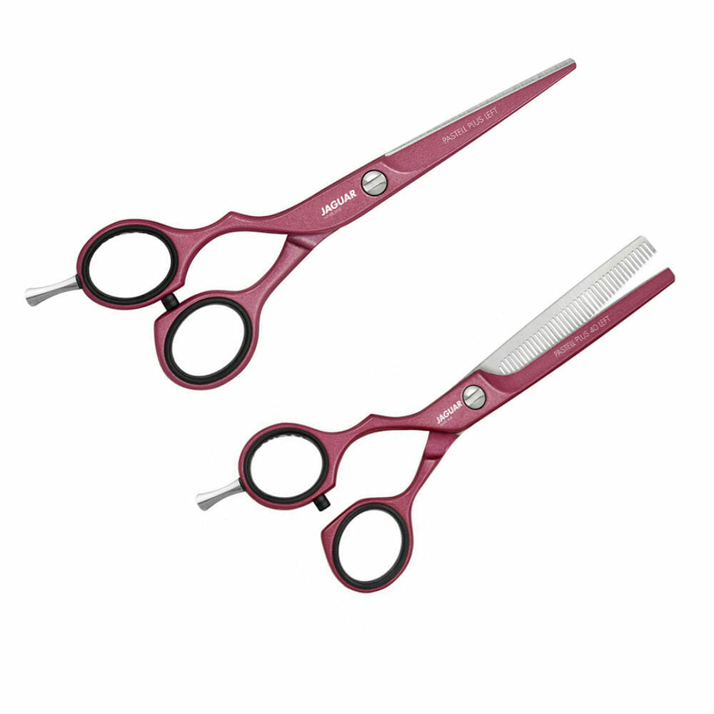 JAGUAR Pastell Plus Berry Red Offset Lefty Scissor Set