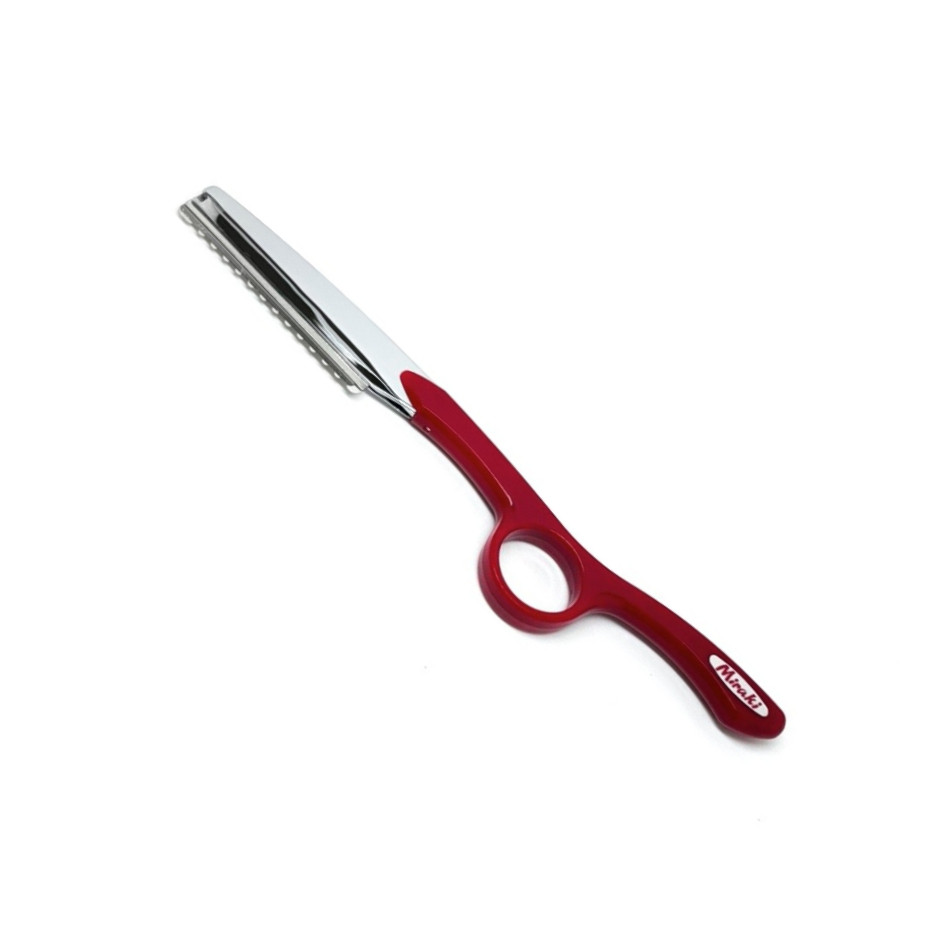 MIRAKI 2 in 1 Feather Style Razor with a red handle