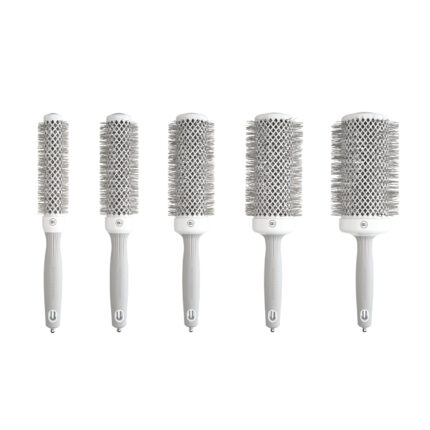 Olivia Garden Expert Blowout Speed Hair Brush - White and Grey full set