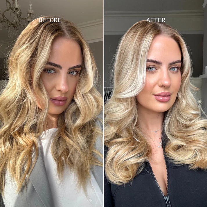 Osmo Super Ice light blonde hair before and after