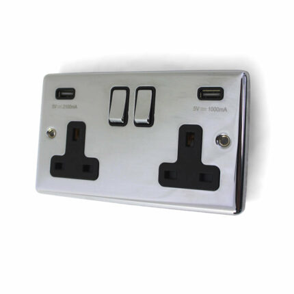 REM Chrome Twin USB Socket