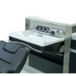 Takara Belmont Salon Console Basin Unit with reclining chair up to the basin